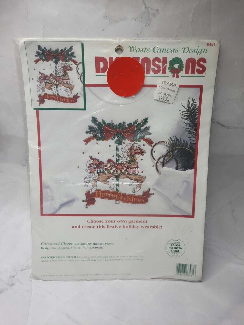 Vintage Dimensions Waste Canvas Design Wearable Carousel Cheer 8481 Christmas